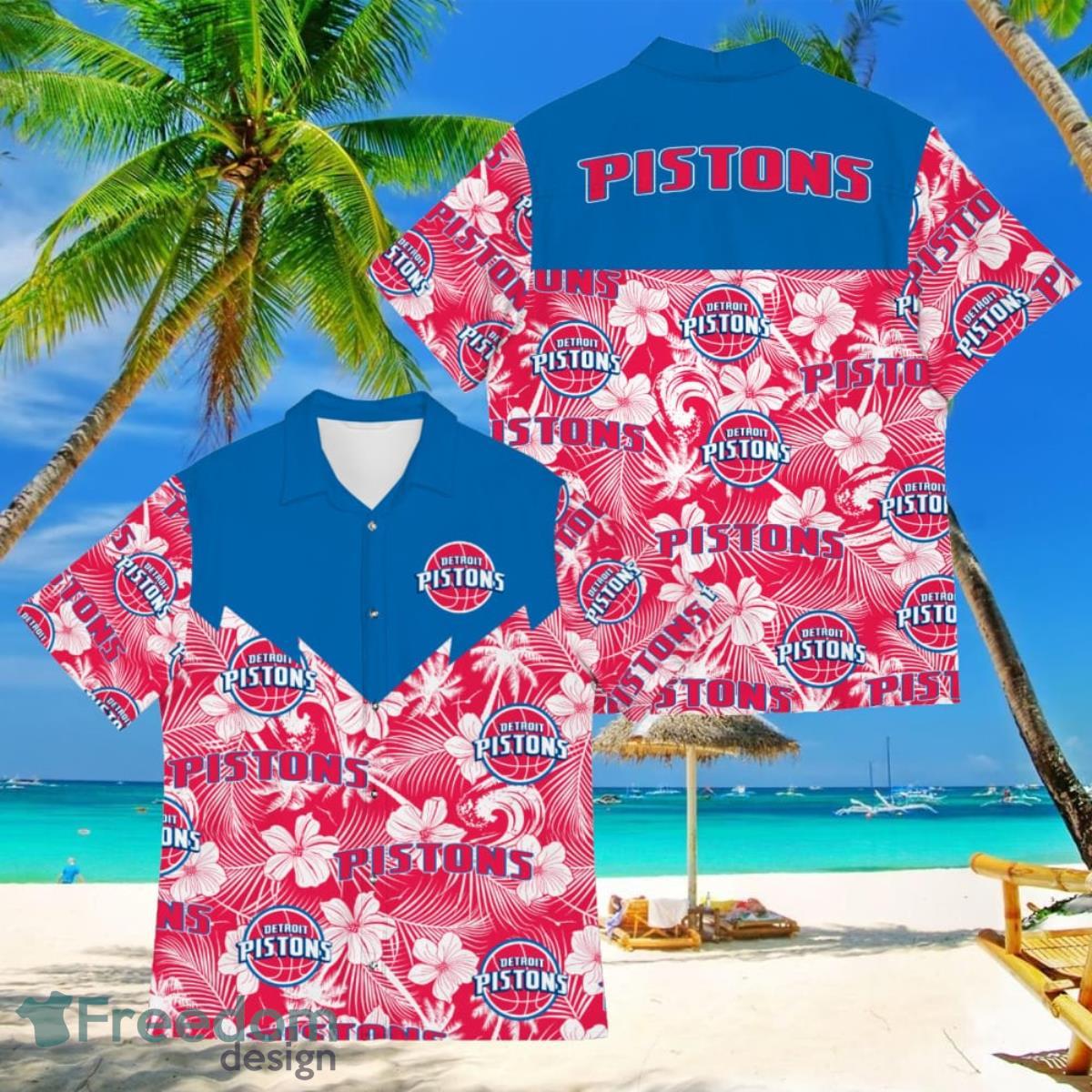 Basketball American Hawaii Shirt Tropical Beach Tree Detroit Pistons Product Photo 1