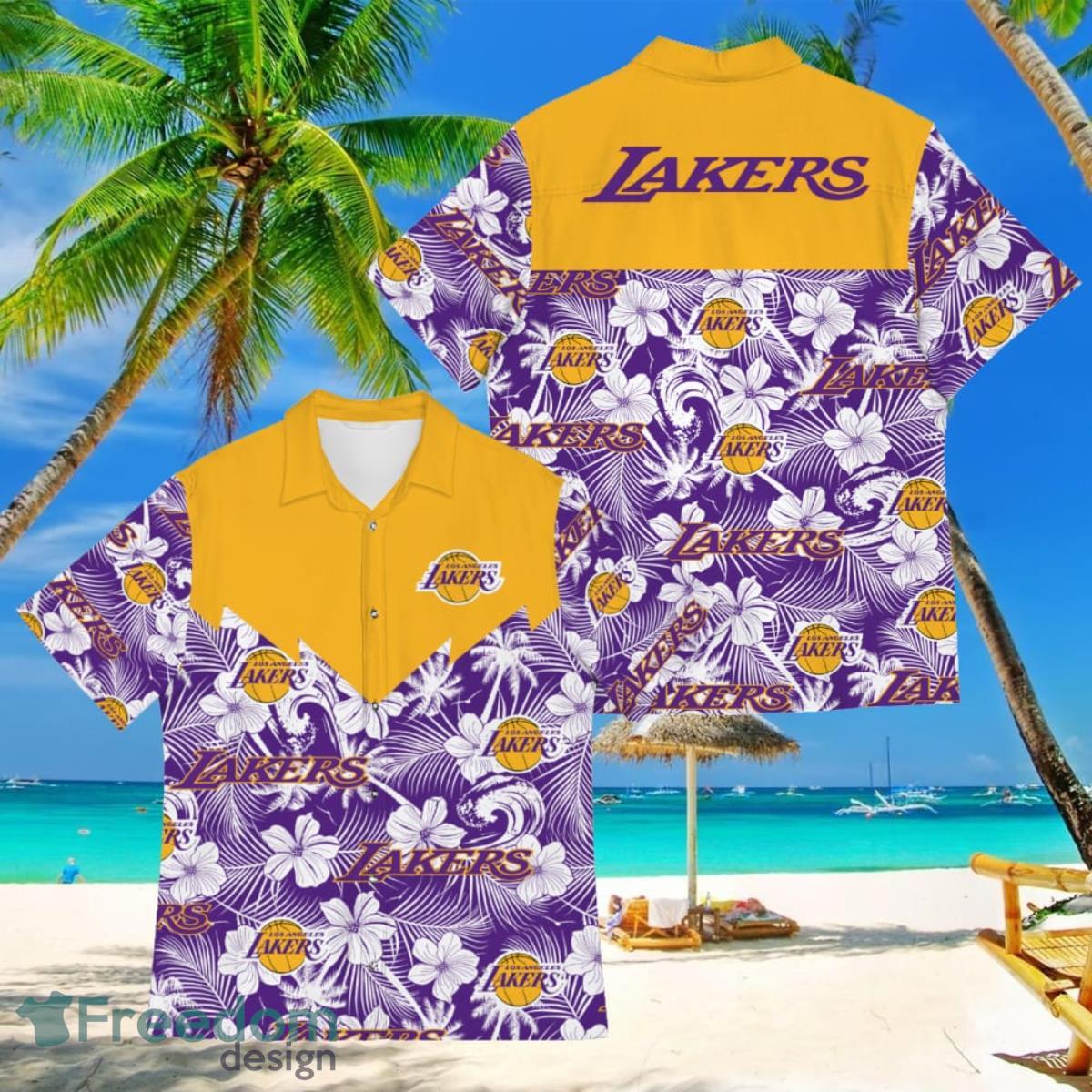 Basketball American Hawaii Shirt Tropical Beach Tree Los Angeles Lakers Product Photo 1