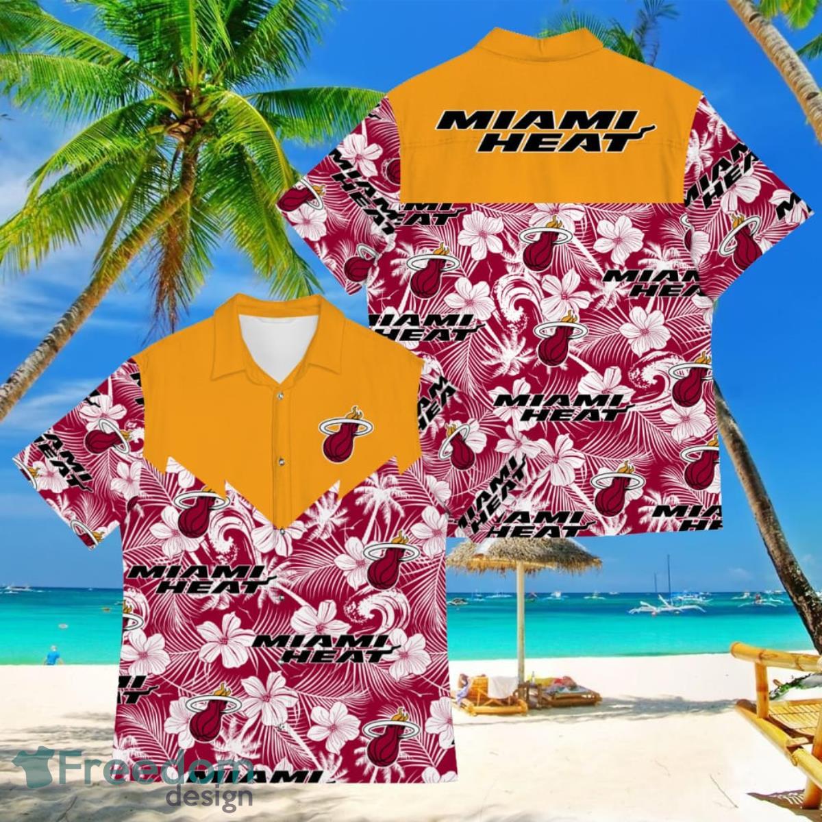 Basketball American Hawaii Shirt Tropical Beach Tree Miami Heat Product Photo 1