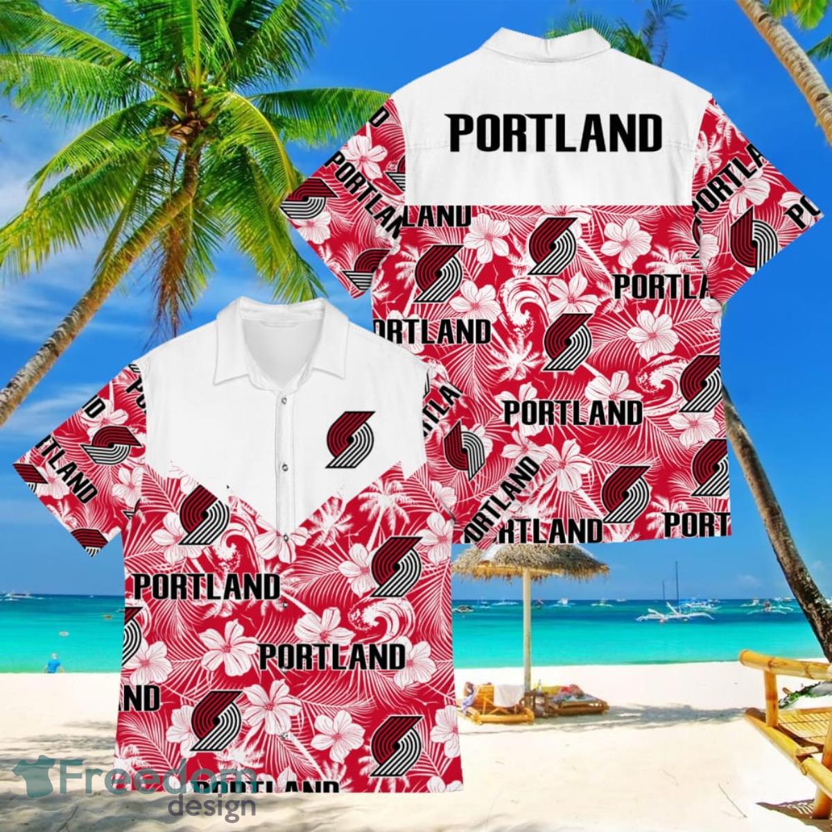 Basketball American Hawaii Shirt Tropical Beach Tree Portland Trail Blazers Product Photo 1