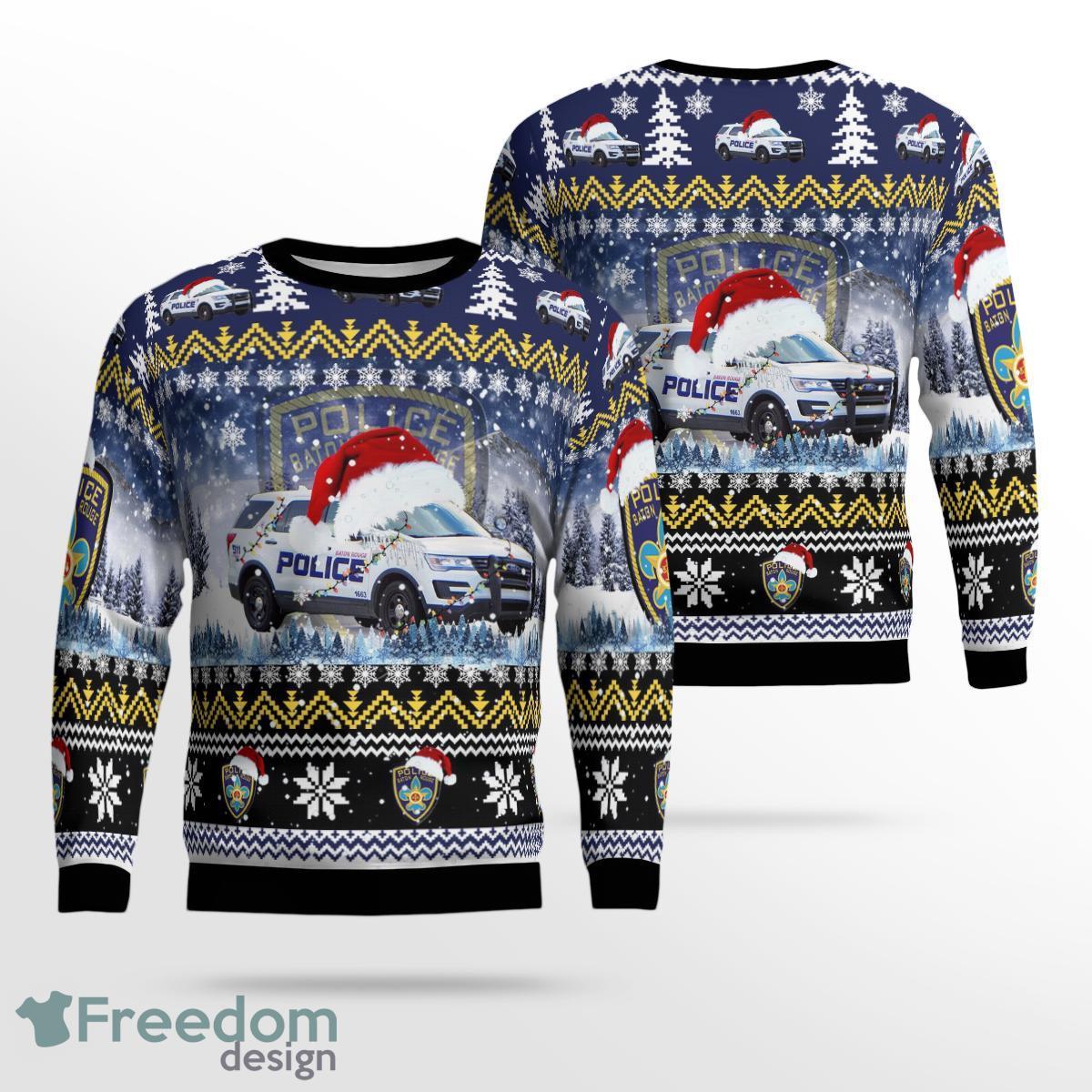 Baton Rouge Police Department, 2016 Ford Police Interceptor Utility Christmas AOP Ugly Sweater Gift For Christmas Product Photo 1