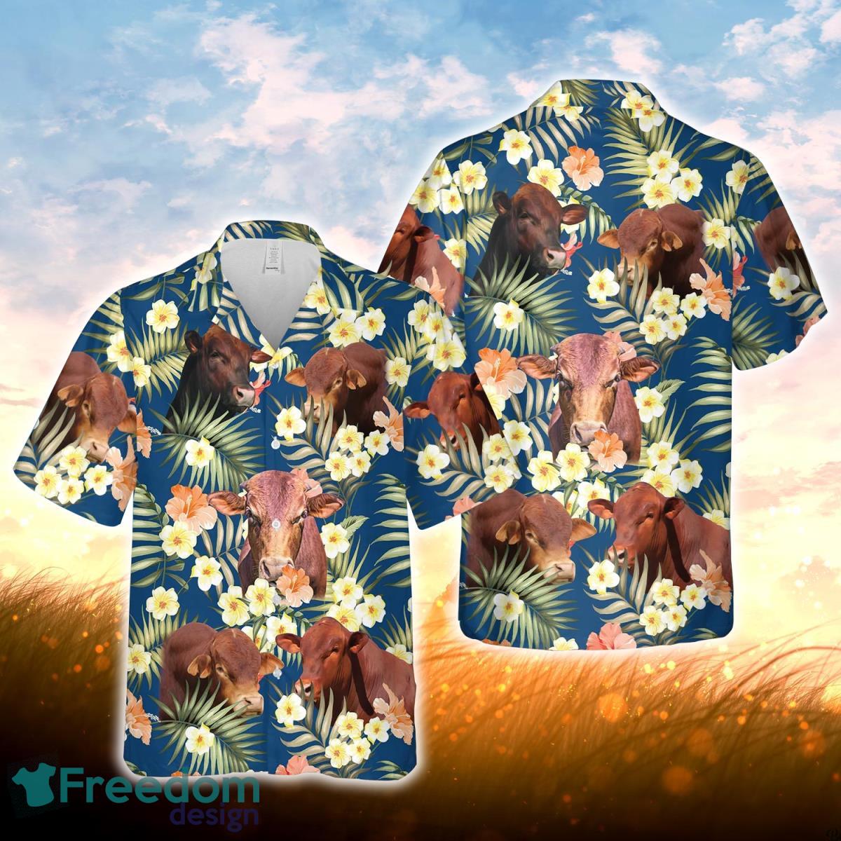 Beefmaster Summer Blue Floral 3D Hawaiian Shirt For Men Women Product Photo 1