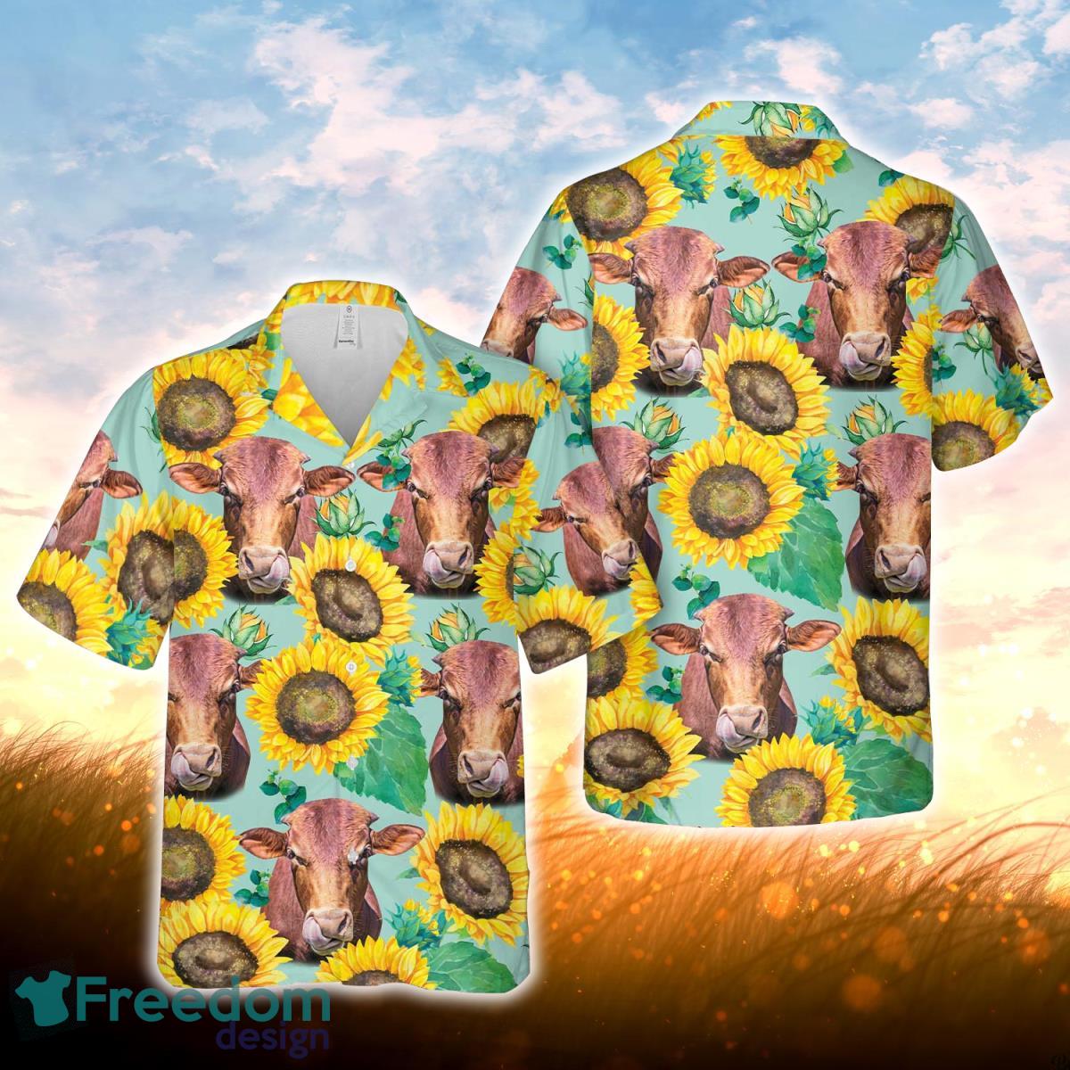 Beefmaster Sunflowers Floral Farm 3D Hawaiian Shirt For Men Women Product Photo 1