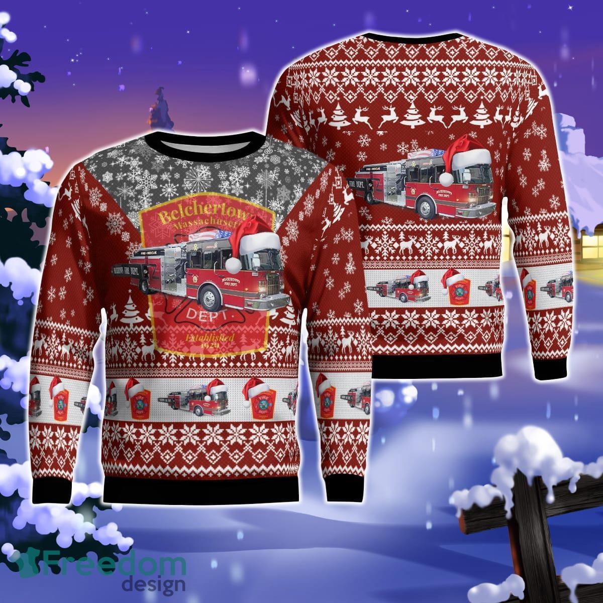 Belchertown Fire Department, Belchertown, Massachusetts Christmas AOP Ugly Sweater Gift For Christmas Product Photo 1