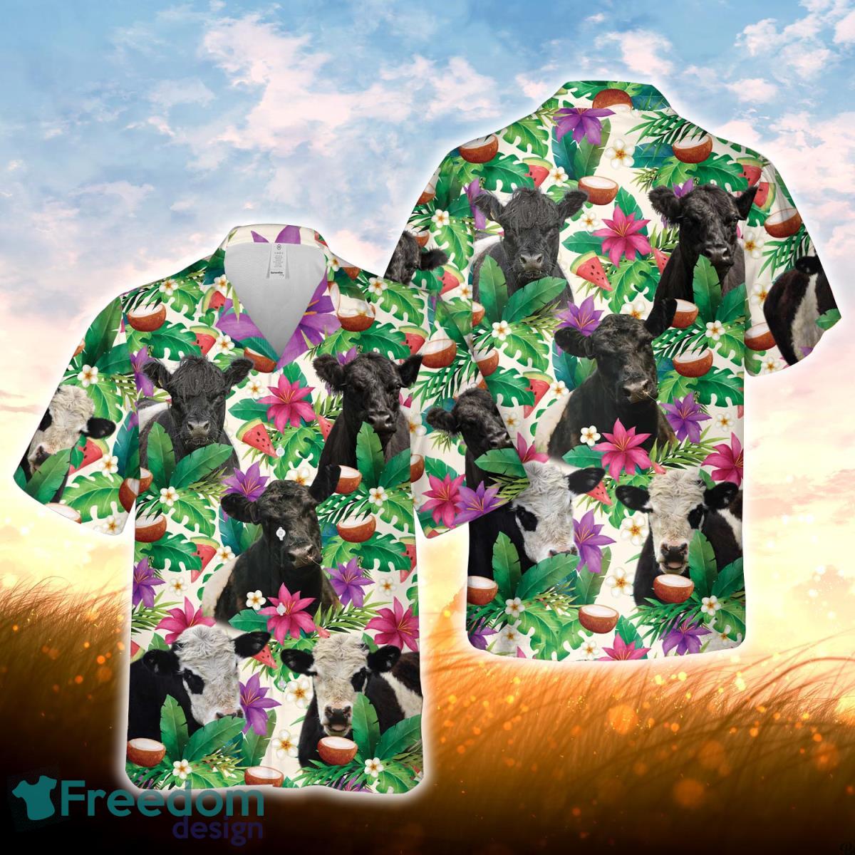 Belted Galloway Summer Floral 3D Hawaiian Shirt For Men Women Product Photo 1