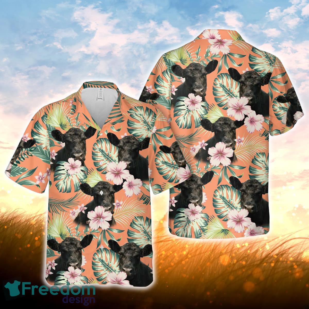 Belted Galloway Summer Happiness Floral Farm 3D Hawaiian Shirt For Men Women Product Photo 1