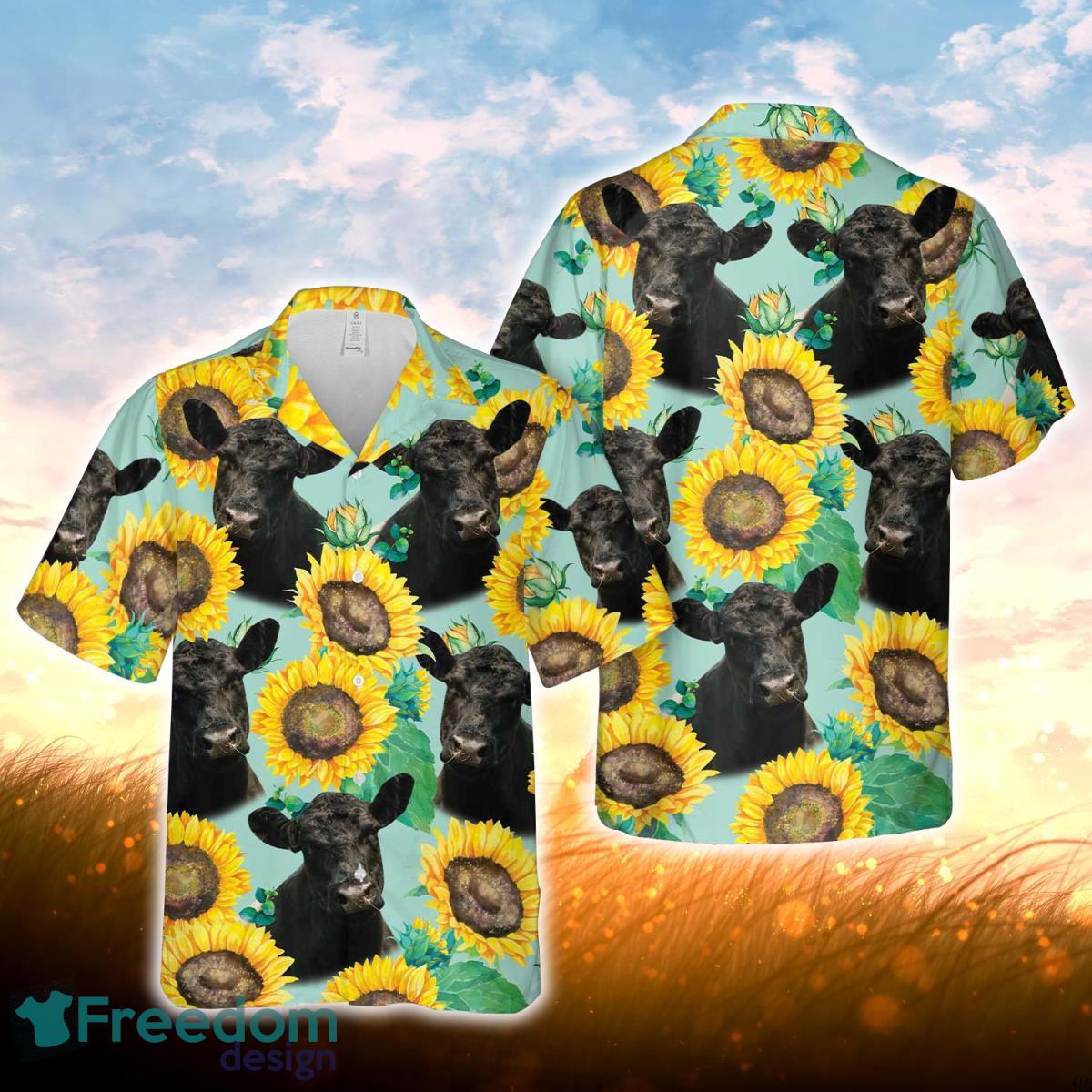 Belted Galloway Sunflowers Floral Farm 3D Hawaiian Shirt For Men Women Product Photo 1