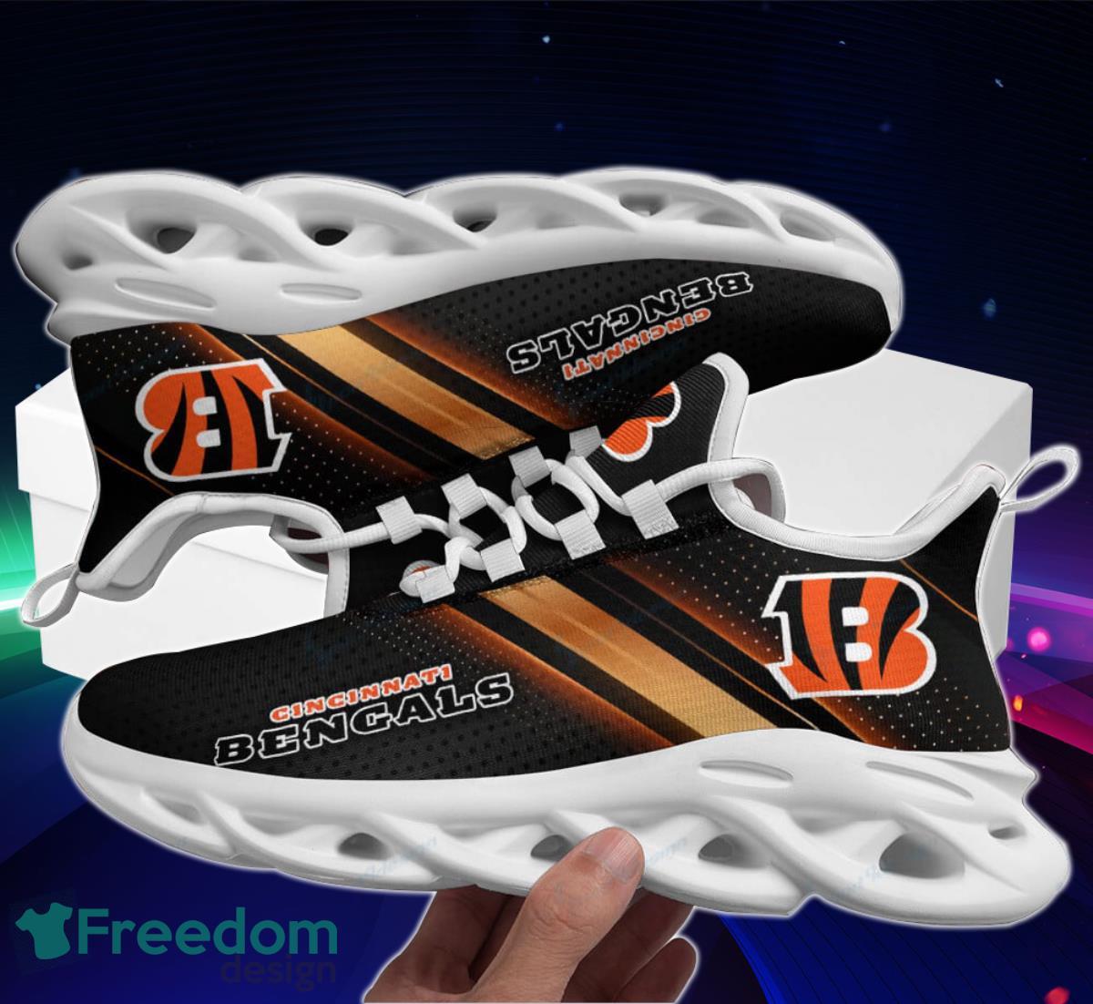 Cincinnati Bengals Logo Running Sneaker Max Soul Shoes In Black