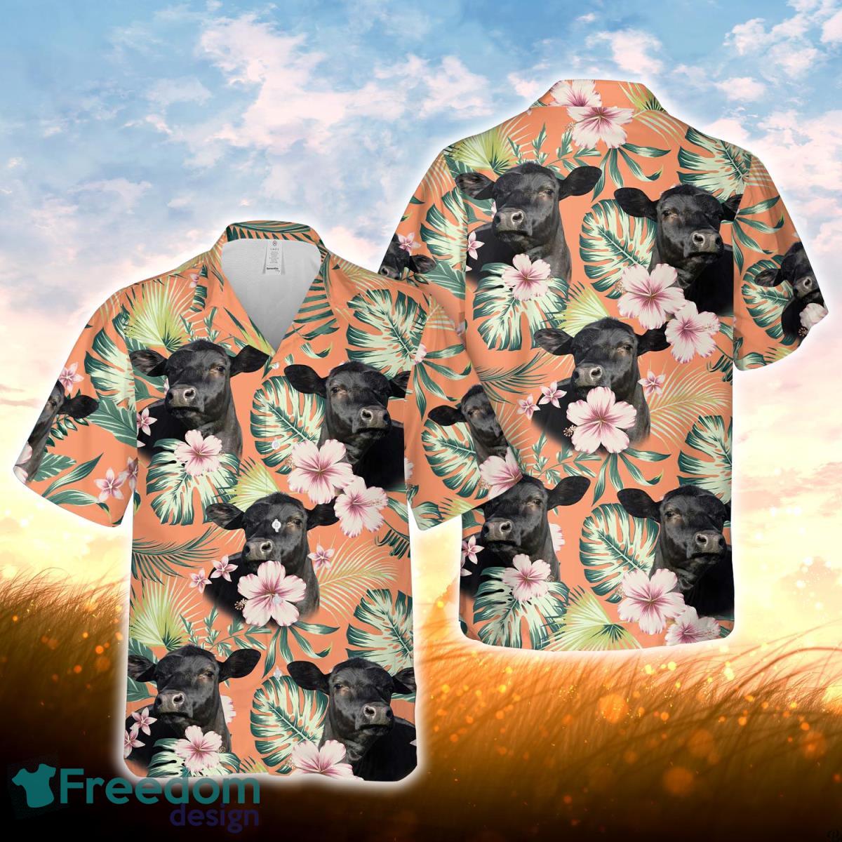 Black Angus Summer Happiness Floral Farm 3D Hawaiian Shirt For Men Women Product Photo 1