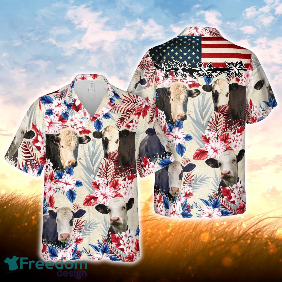 Black Baldy Pattern US FLAG Hawaiian Shirt For Men Women Product Photo 1