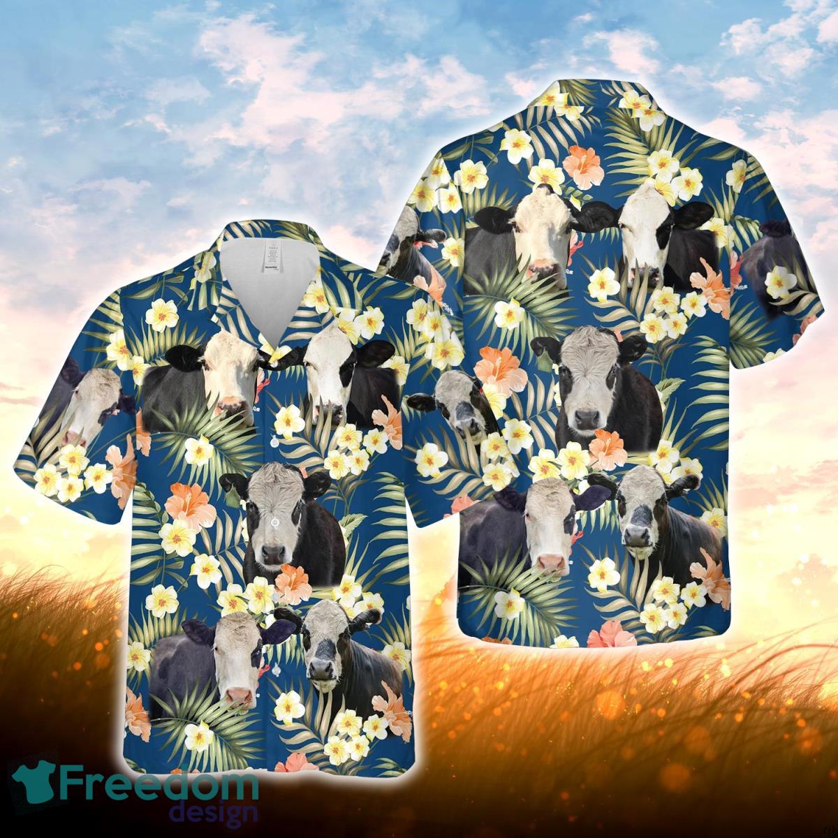 Black Baldy Summer Blue Floral 3D Hawaiian Shirt For Men Women Product Photo 1