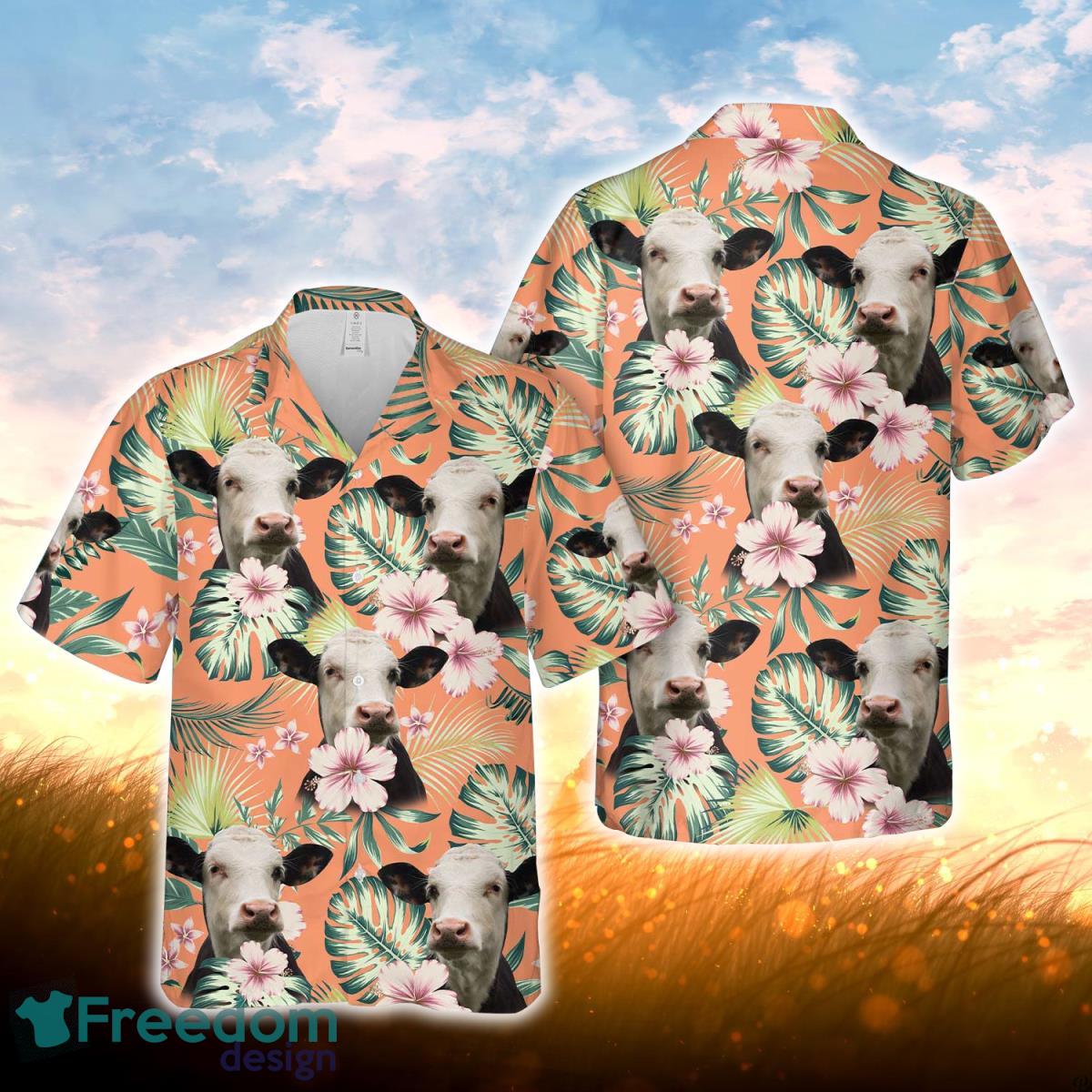 Black Baldy Summer Happiness Floral Farm 3D Hawaiian Shirt For Men Women Product Photo 1