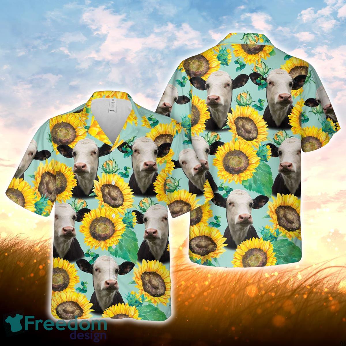 Black Baldy Sunflowers Floral Farm 3D Hawaiian Shirt For Men Women Product Photo 1