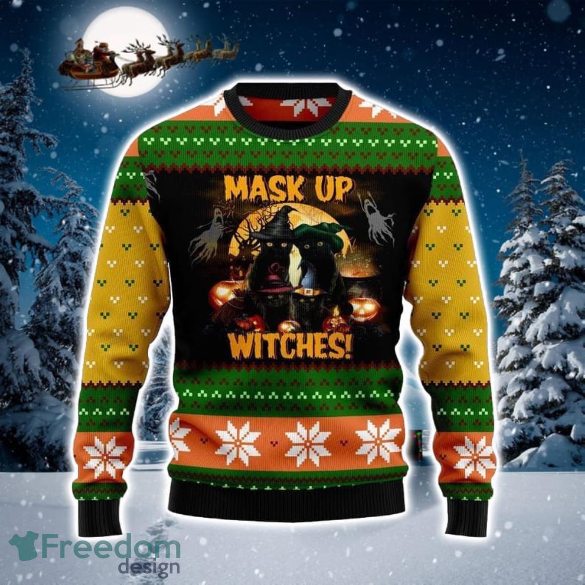 Black Cat Witches 3D Sweater Ugly Christmas Sweater For Men Women Product Photo 1