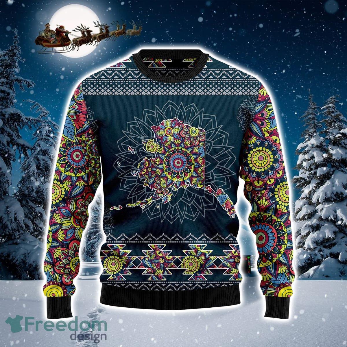 Blue Alaska Mandala 3D Sweater Ugly Christmas Sweater For Men Women Product Photo 1