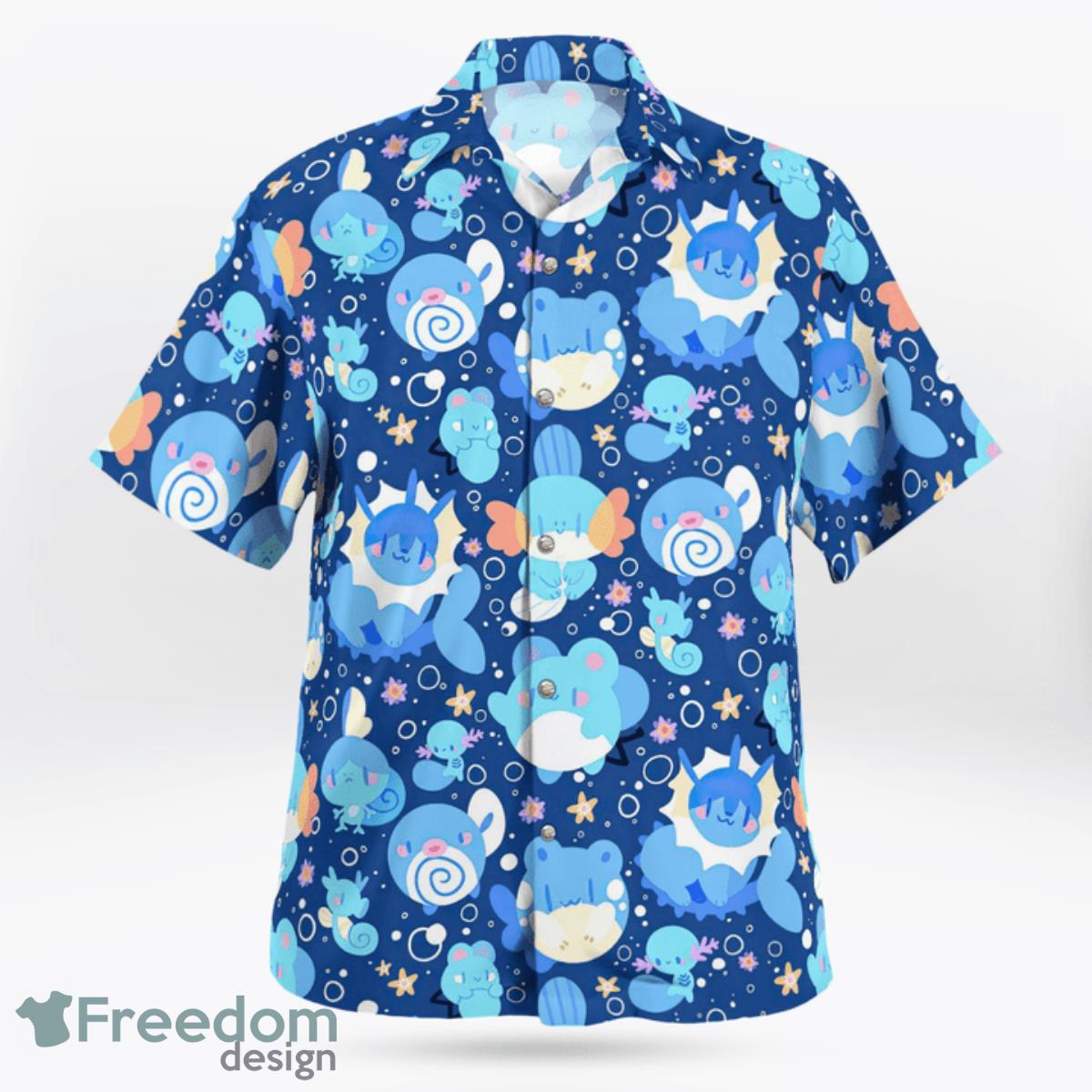 Blue Water Pokemon Hawaiian Shirt And Short For Fans Product Photo 2