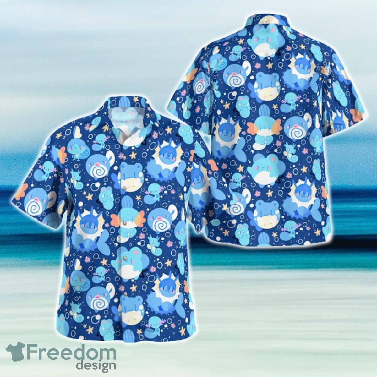 Blue Water Pokemon Hawaiian Shirt And Short For Fans Product Photo 1