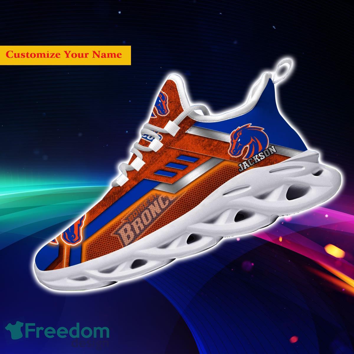 Boise State Broncos NCAA Crack Pattern Flag US Max Soul Shoes Personalized  For Men And Women - YesItCustom