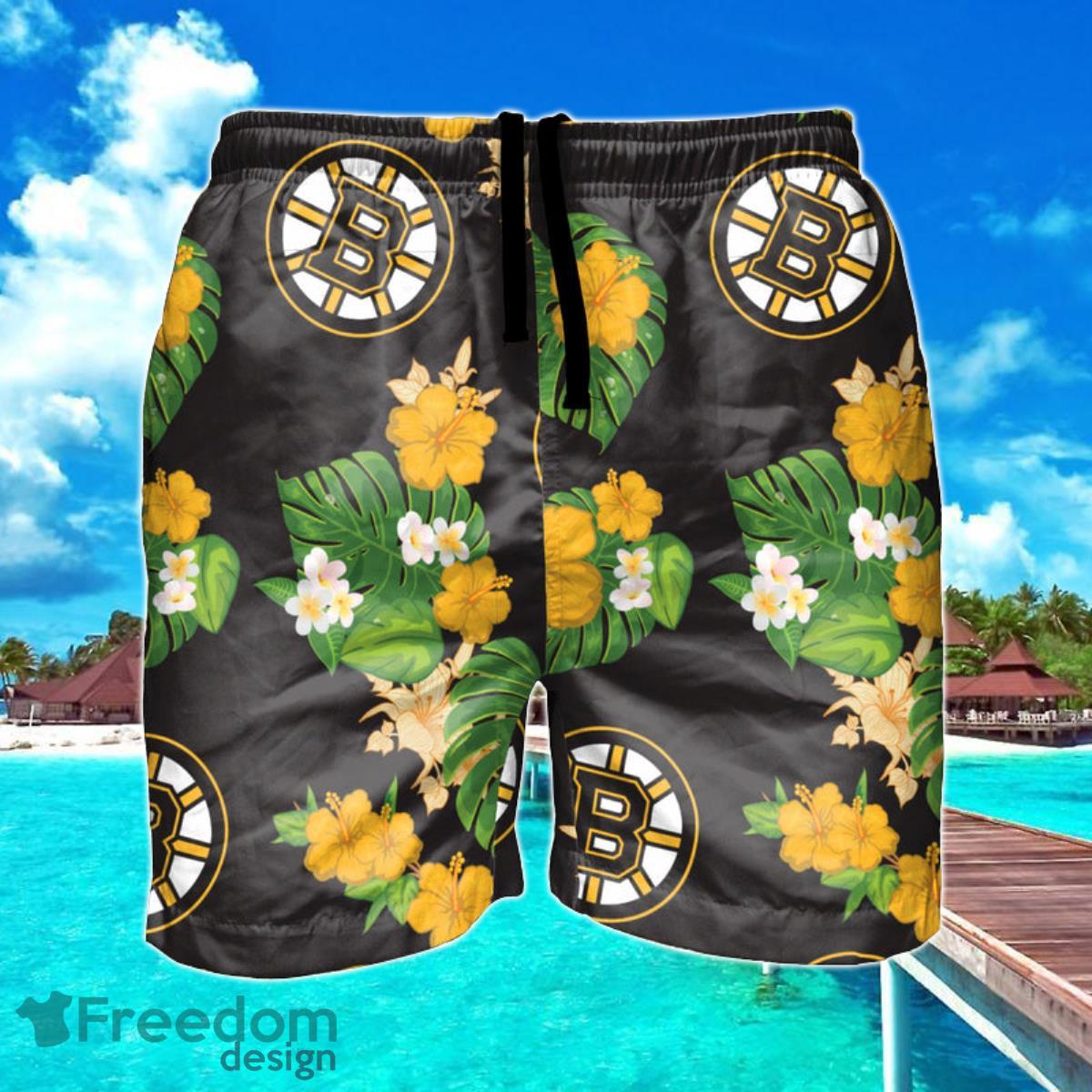 Boston Bruins NHL Floral Hawaiian Shorts For Summer Beach Product Photo 1