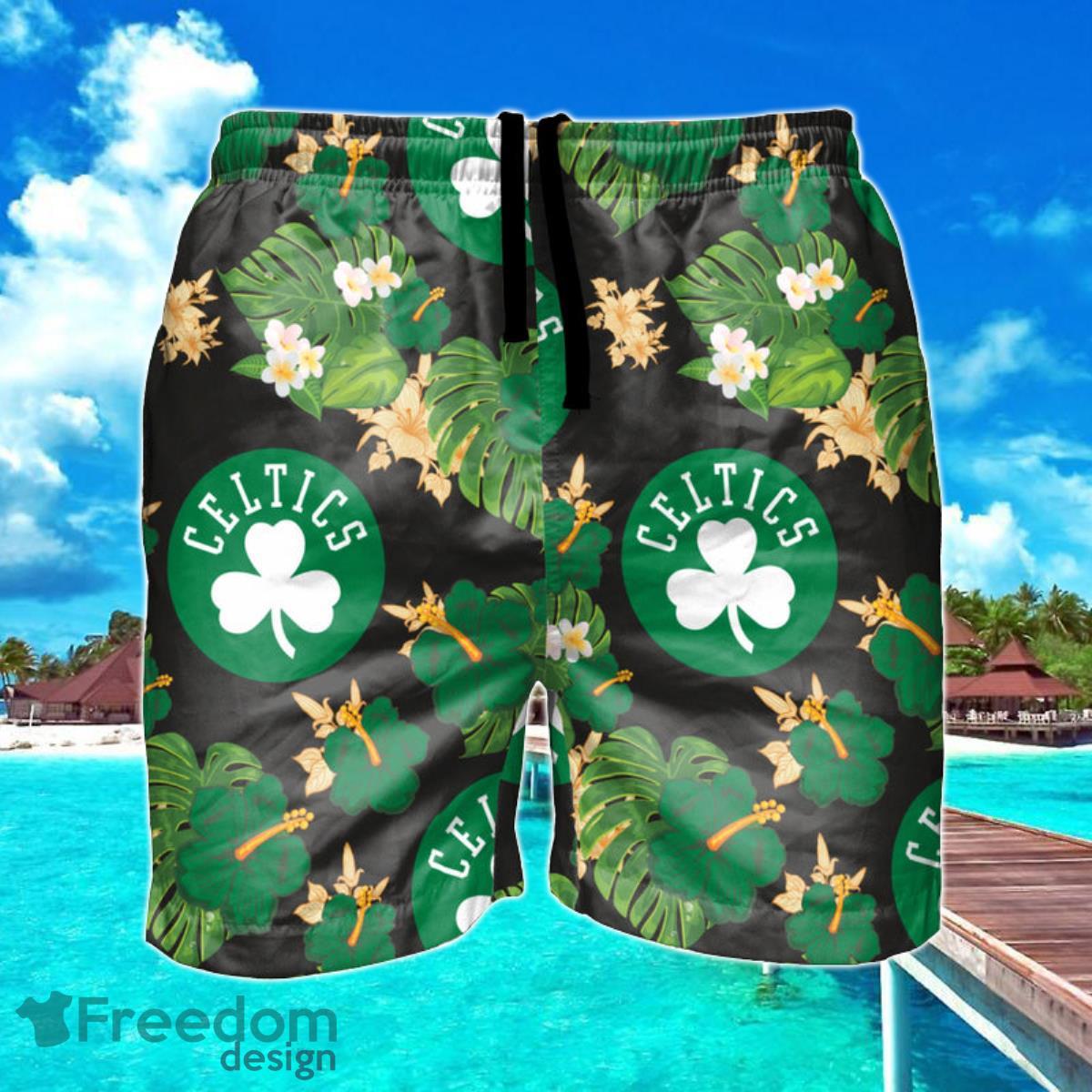 Boston Celtics NBA Floral Hawaiian Shorts For Summer Beach Product Photo 1