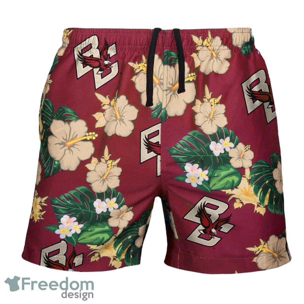 Boston College Eagles NCAA Floral Hawaiian Shorts For Summer Beach Product Photo 1