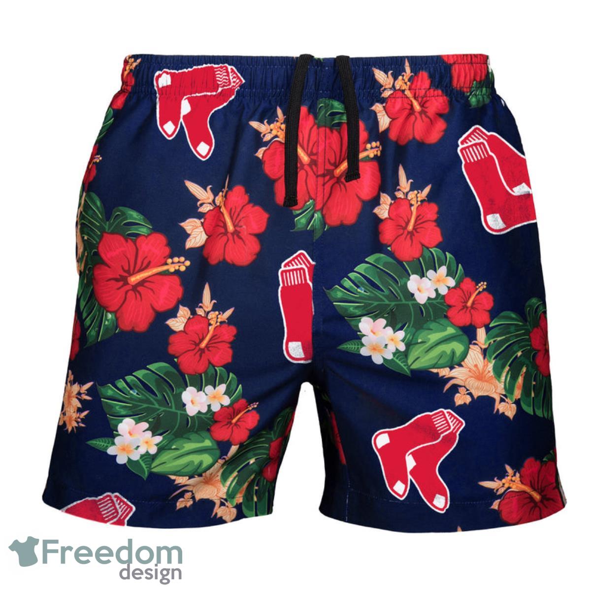 Boston Red Sox MLB Floral Hawaiian Shorts For Summer Beach Product Photo 1