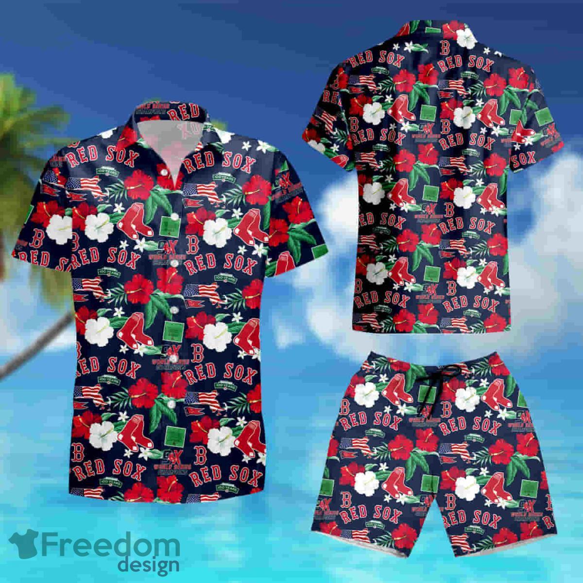 Boston Red Sox Mlb Mens City Style Summer Hawaiian Shirt And Short Product Photo 2