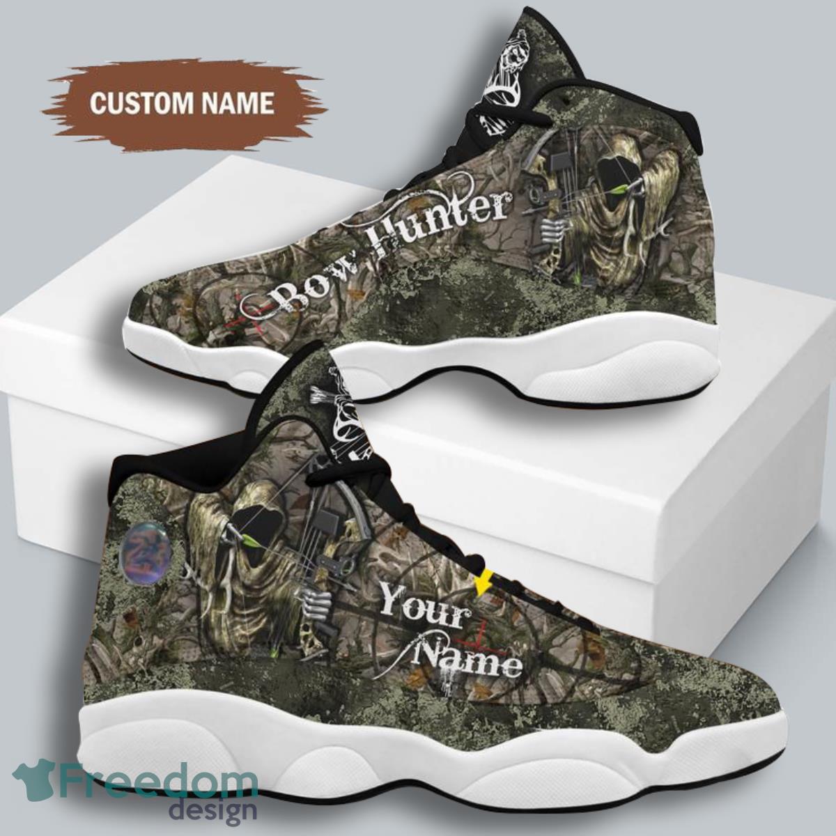 Bow Hunting Air Jordan 13 Custom Name Sneakers Best Gift For Men And Women Product Photo 2