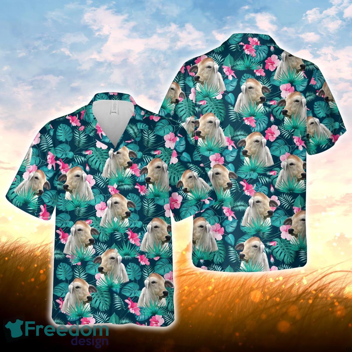 Brahman Blue Floral Summer 3D Hawaiian Shirt For Men Women Product Photo 1