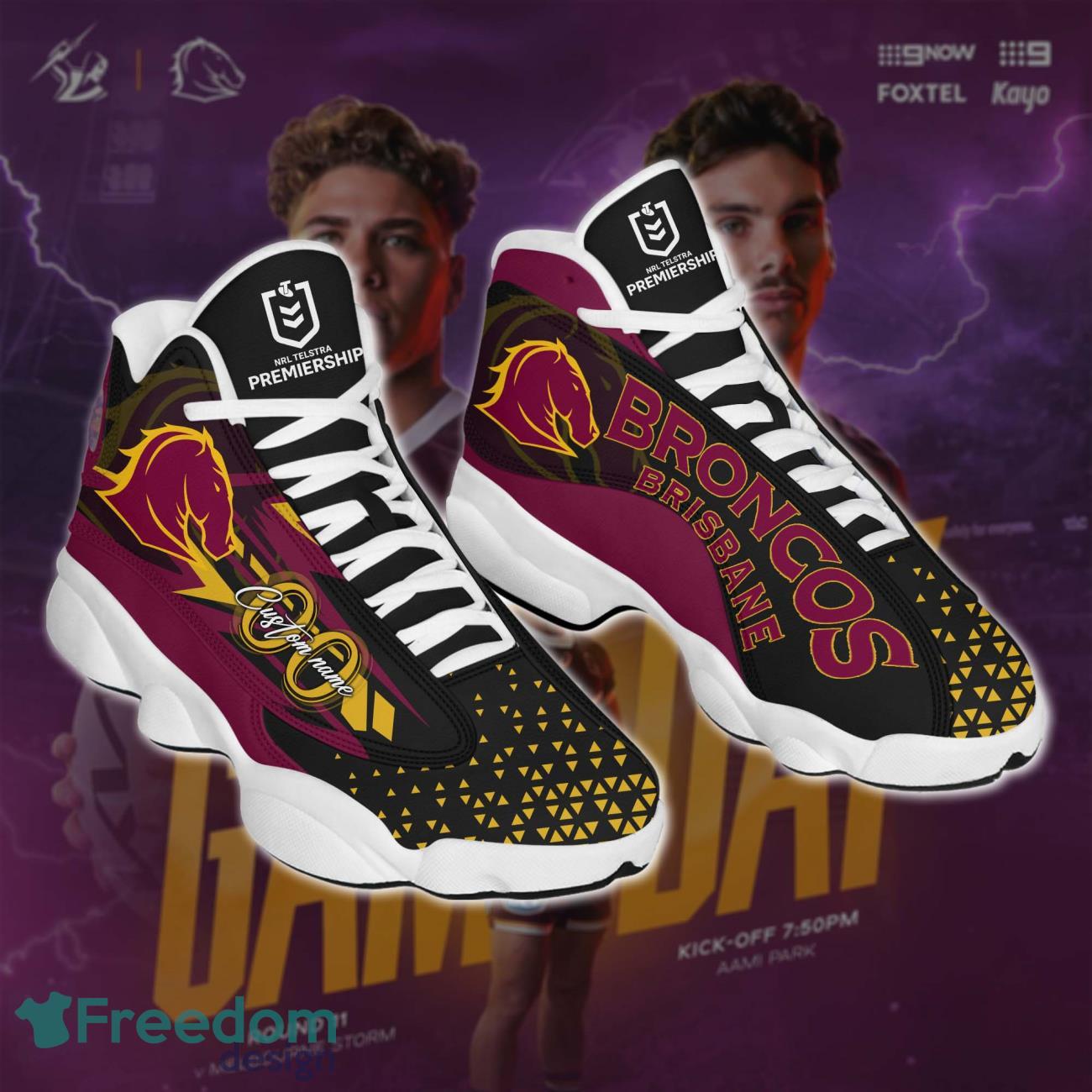 Brisbane Broncos NRL Jordan 13 Shoes Custom Name & Number Product Photo 1