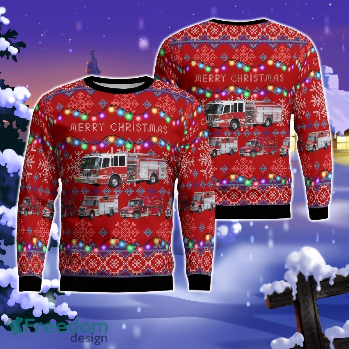 Buffalo Grove, Illinois, Buffalo Grove Fire Department Station 26 AOP Ugly Sweater Gift For Christmas Product Photo 1