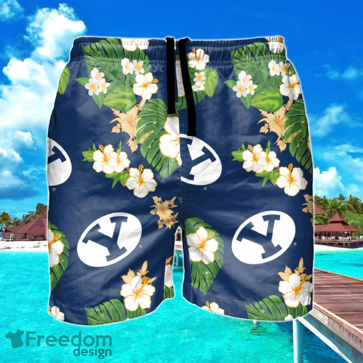 BYU Cougars NCAA Floral Hawaiian Shorts For Summer Beach Product Photo 1