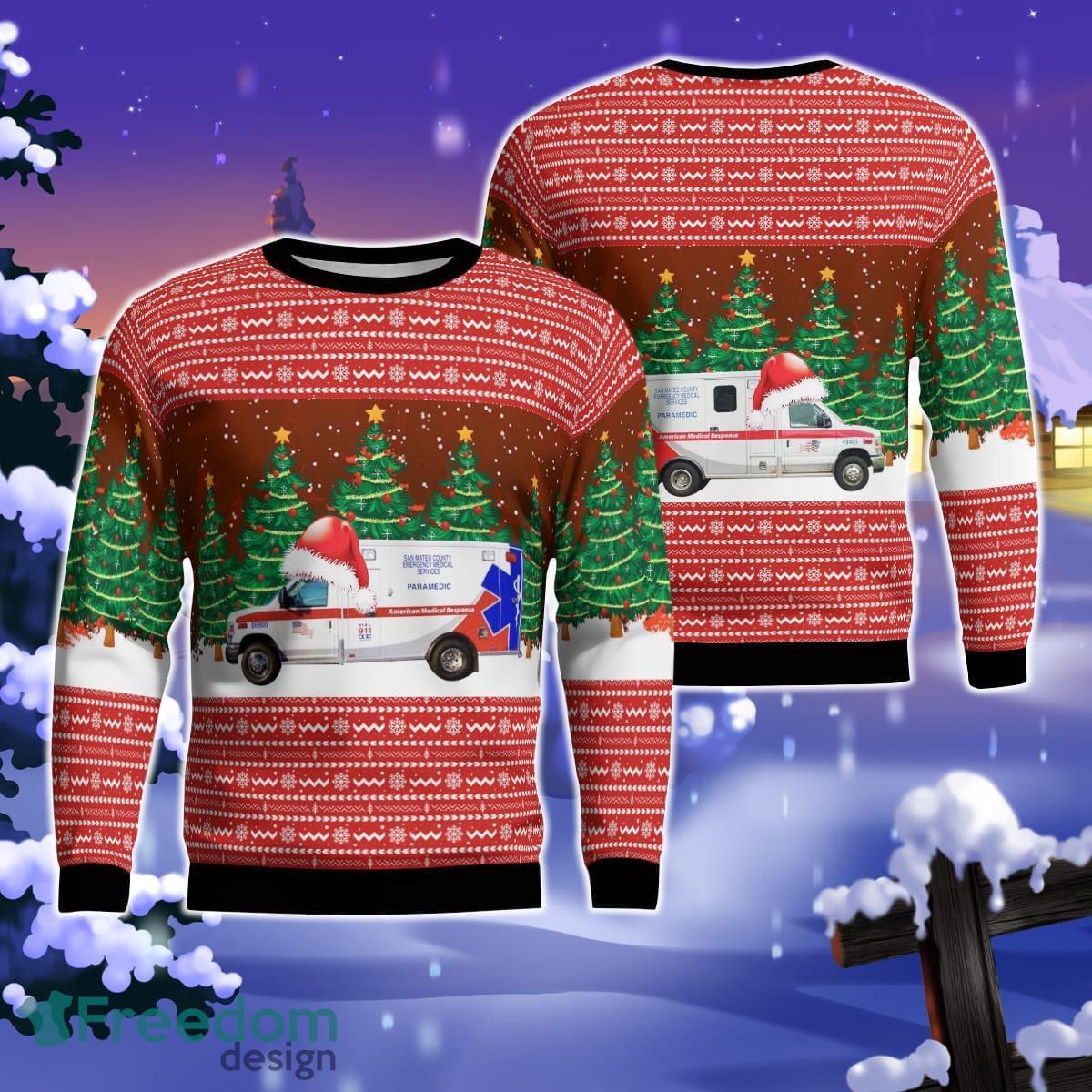 California AMR San Mateo County EMS AOP Ugly Sweater Gift For Christmas Product Photo 1