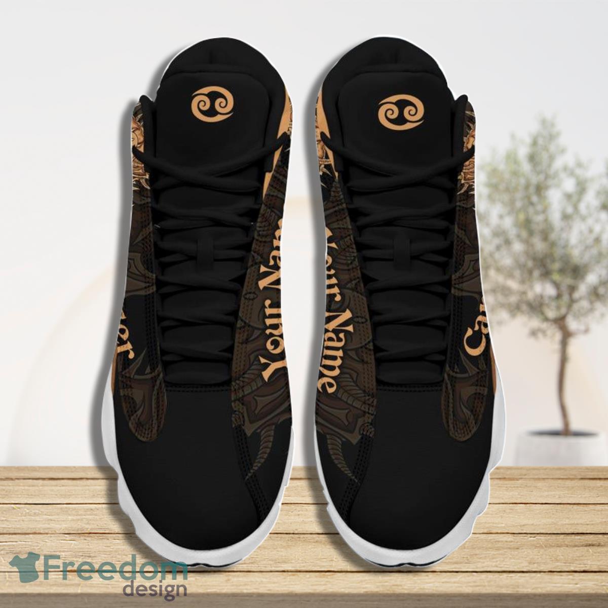 Cancer Brown Gold Air Jordan 13 Custom Name Sneakers Best Gift For Men And Women Product Photo 2