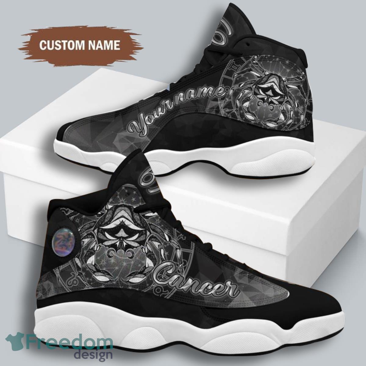 Cancer Dark Air Jordan 13 Custom Name Sneakers Best Gift For Men And Women Product Photo 1