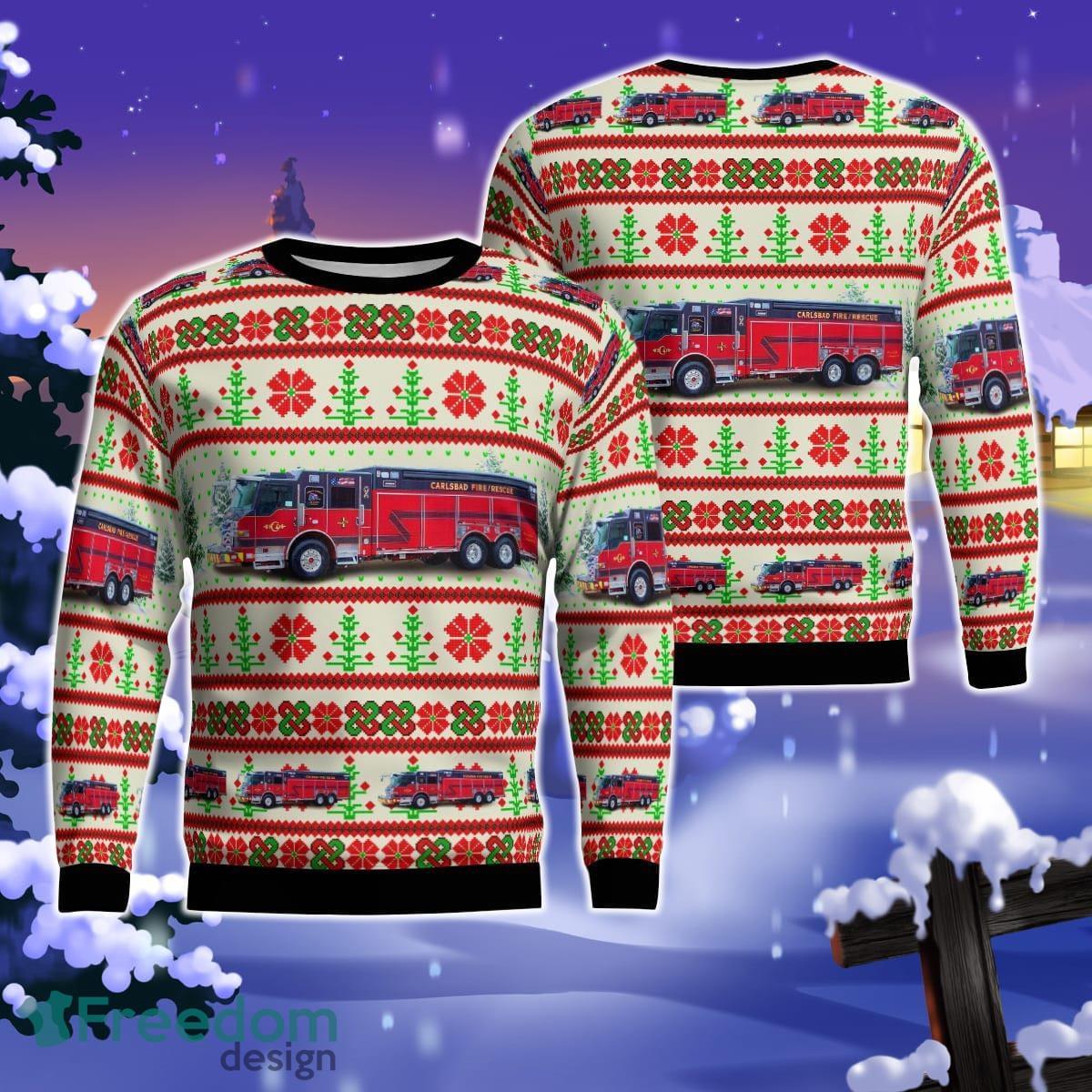 Carlsbad, New Mexico, Carlsbad Fire Department AOP Ugly Sweater Gift For Christmas Product Photo 1