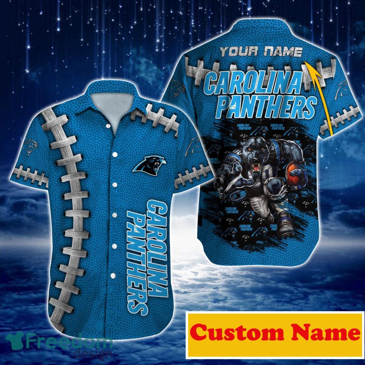 Custom Name Carolina Panthers Hawaiian Shirt NFL Football Button