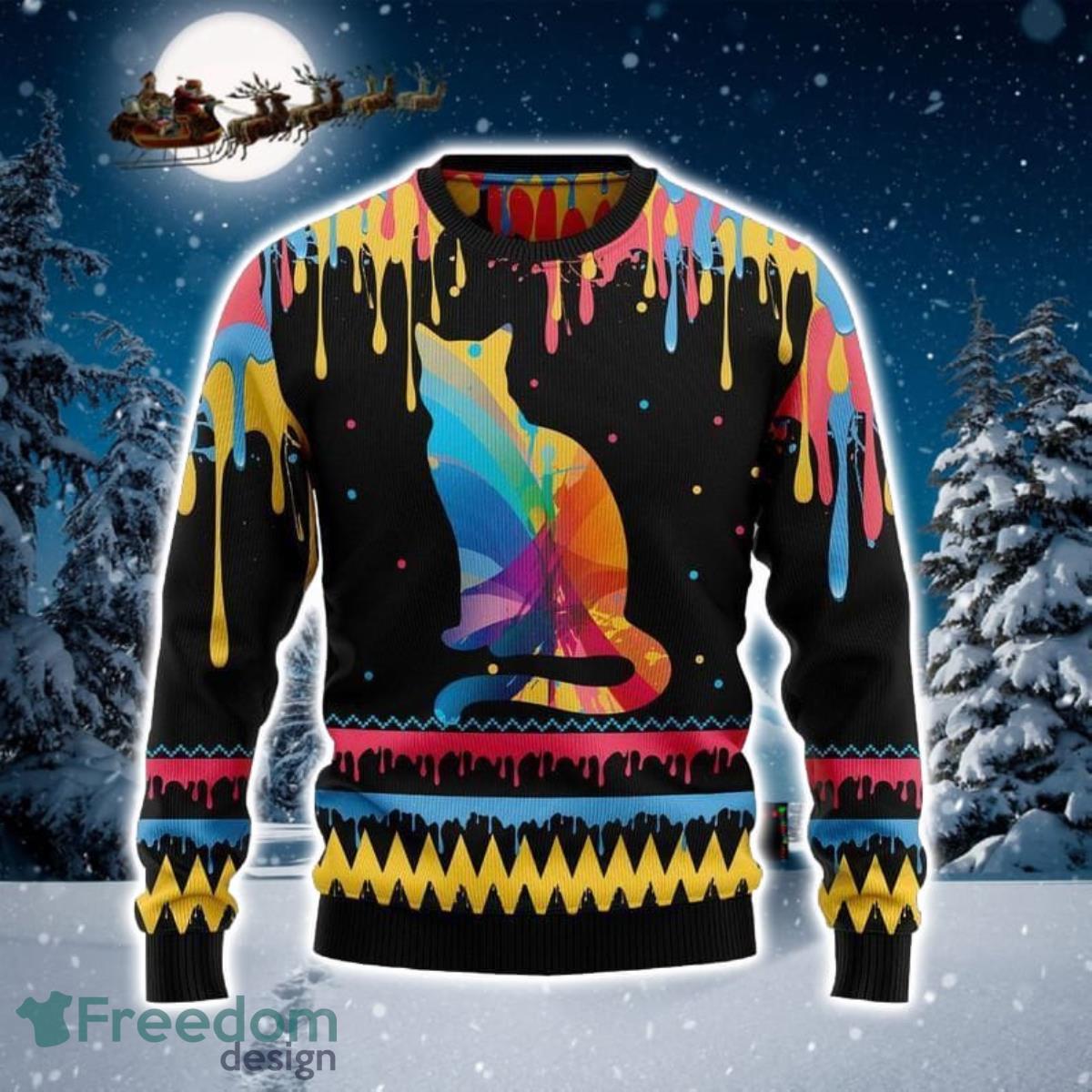 Cat Colorful Beauty 3D Sweater Ugly Christmas Sweater For Men Women Product Photo 1