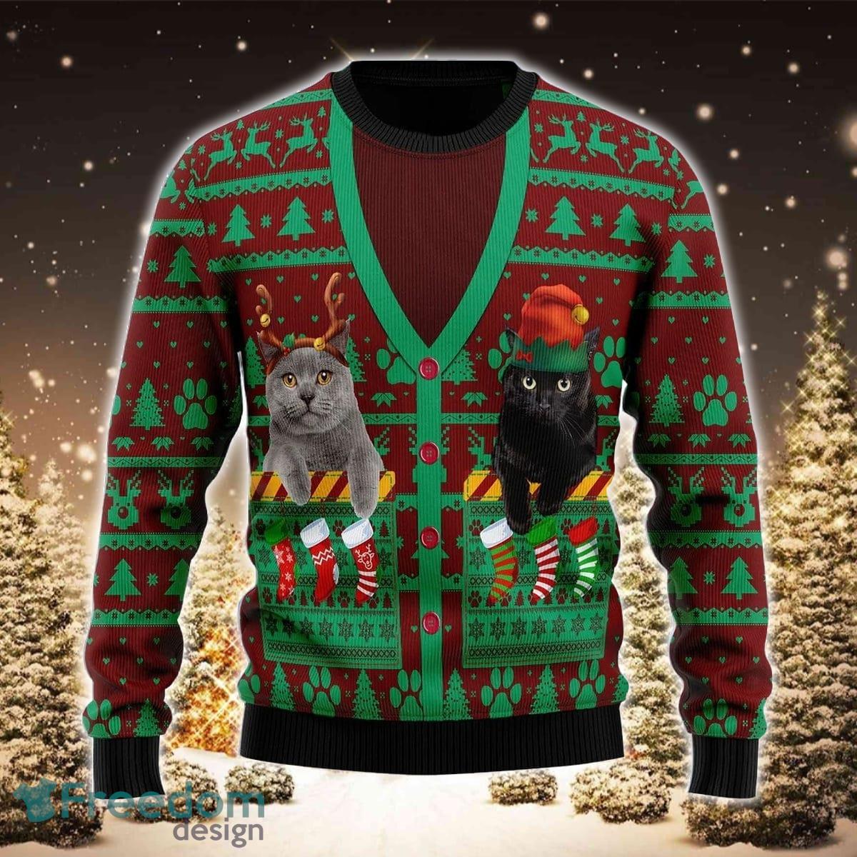 Cats In Pocket 3D Sweater Ugly Christmas Sweater For Men Women Product Photo 1