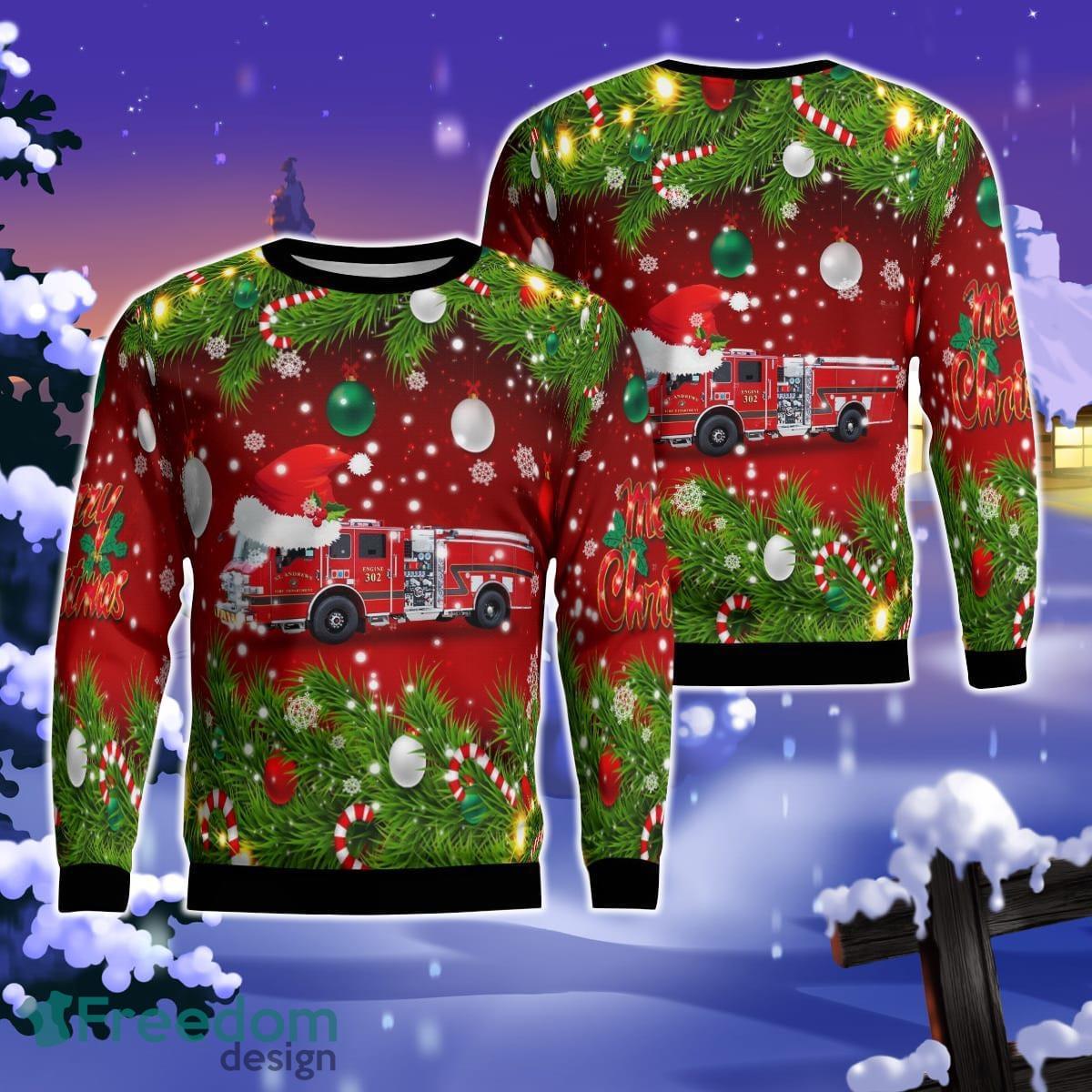 Charleston, South Carolina, St. Andrews Fire Department AOP Ugly Sweater Gift For Christmas Product Photo 1