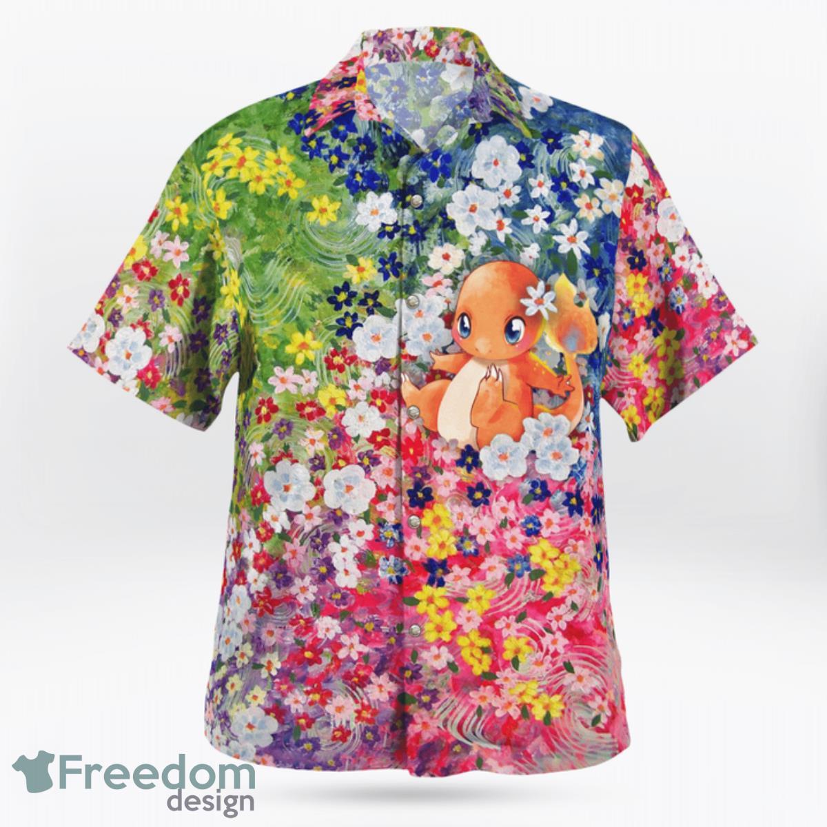 Charmander Summer Flowers Beach Outfits Hawaiian Shirt And Short For Fans Product Photo 2