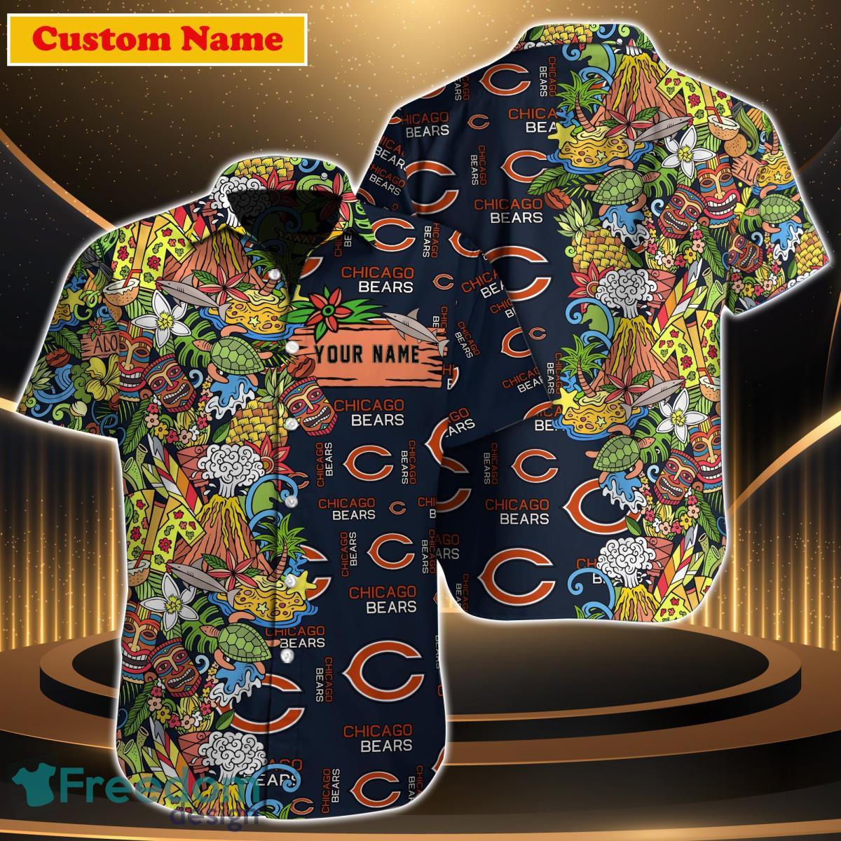 Chicago Bears Custom Name NFL Floral Hawaiian Shirt And Shorts Gift For Men  And Women Fans - Banantees