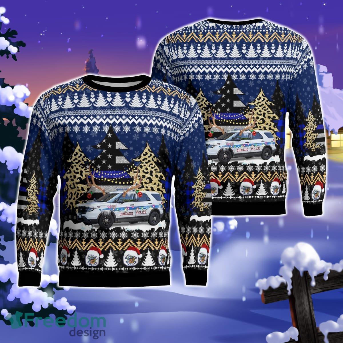 Chicago Police Department CPD Ford Interceptor Utility Christmas AOP Ugly Sweater Gift For Christmas Product Photo 1