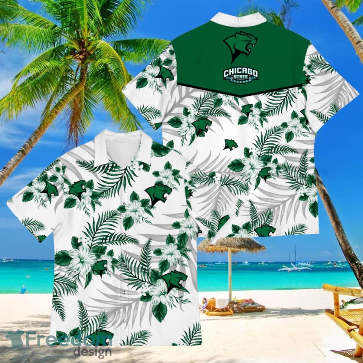 Chicago State Cougars Sports American Hawaiian Tropical Patterns Shirt Product Photo 1