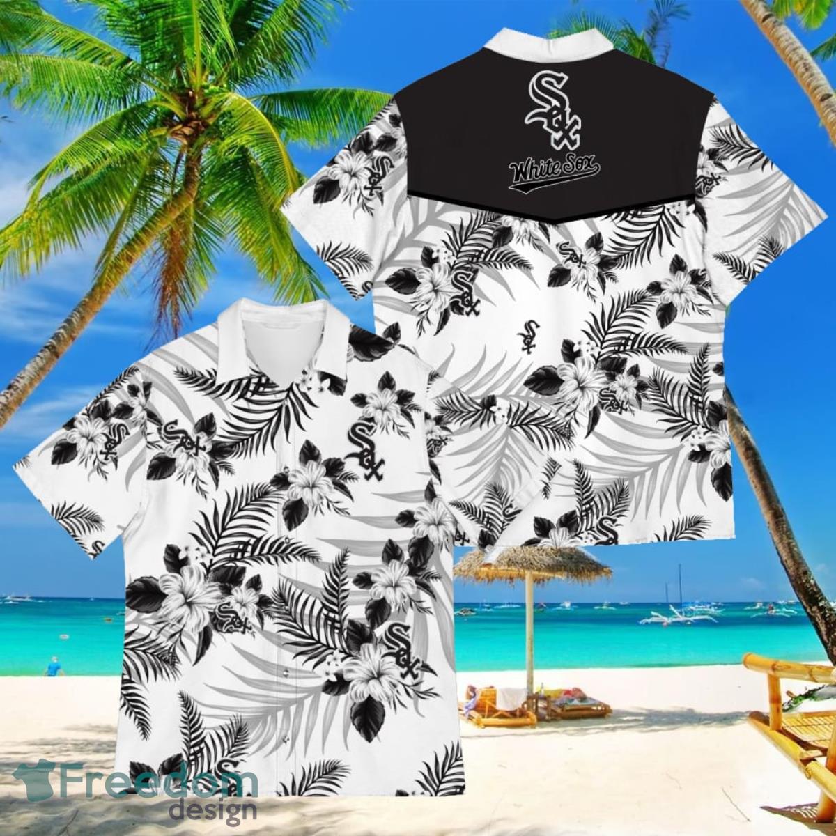 Chicago White Sox Vintage Sea Island Pattern Hawaiian Shirt And Shorts Gift  For Summer