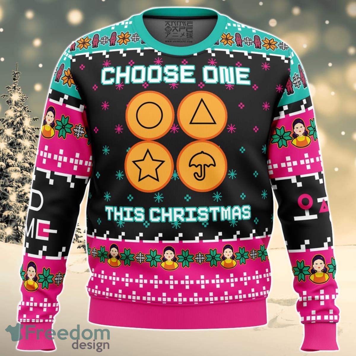 Choose One This Christmas Squid Game Christmas Sweater For Men And Women Product Photo 1