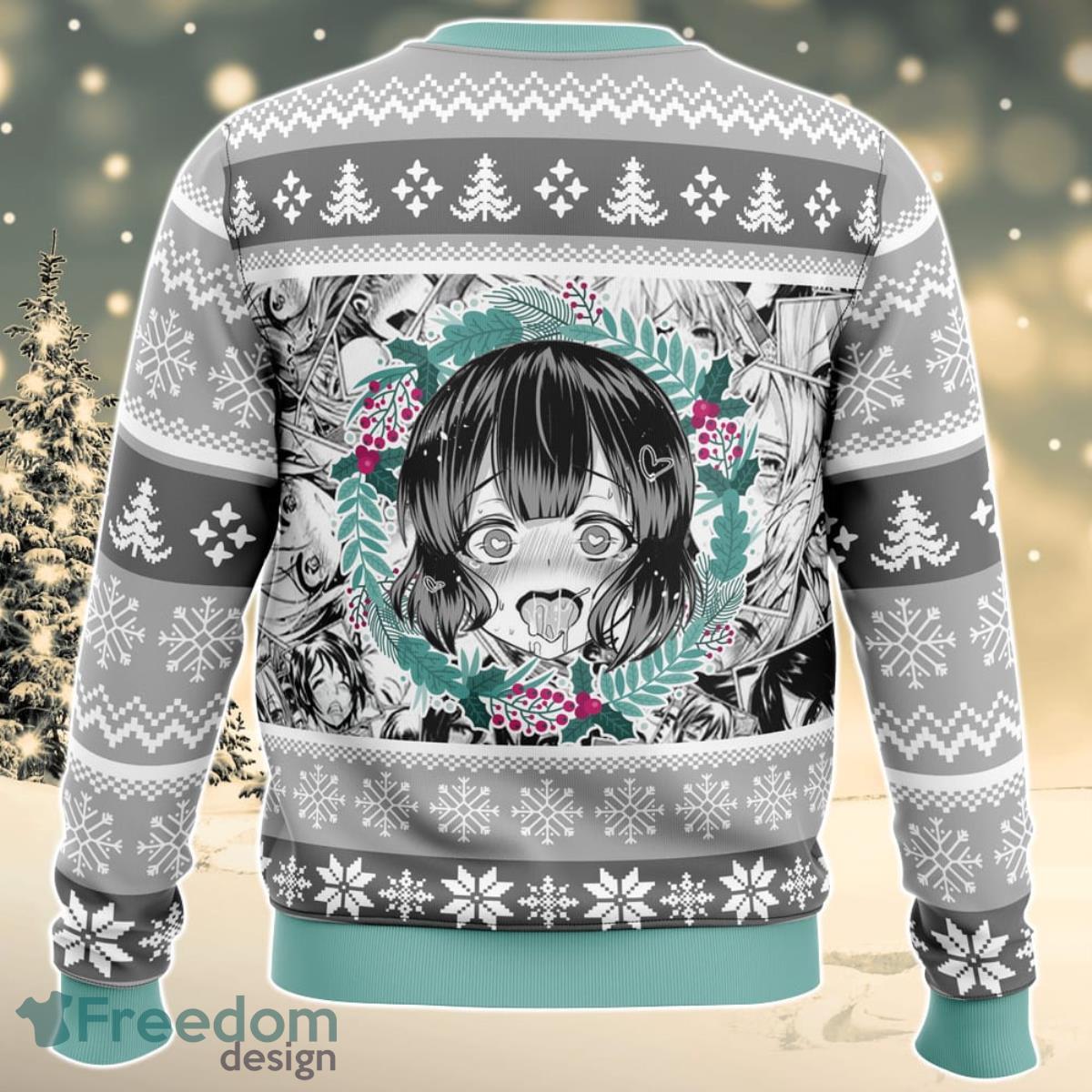 Christmas Anime Ahegao Ugly Christmas Sweater For Men And Women Product Photo 2