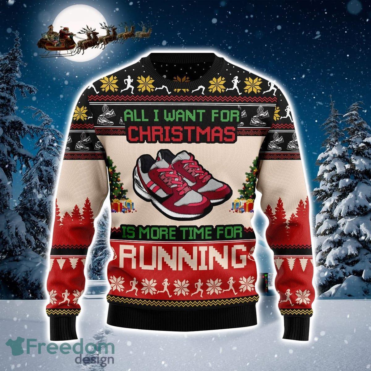 Christmas Is More Time For Running 3D Sweater Ugly Christmas Sweater For Men Women Product Photo 1