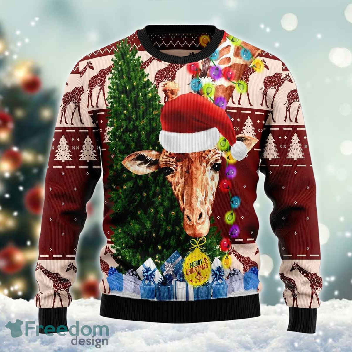 Christmas Lights Giraffe Lover Funny 3D Sweater Ugly Christmas Sweater For Men Women Product Photo 1