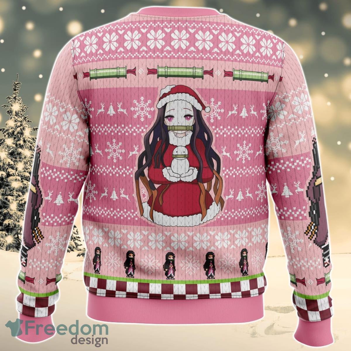 Christmas Nezuko Kamado Demon Slayer Ugly Christmas Sweater For Men And Women Product Photo 2